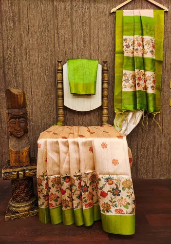 Floral Soft Tussar Silk Saree